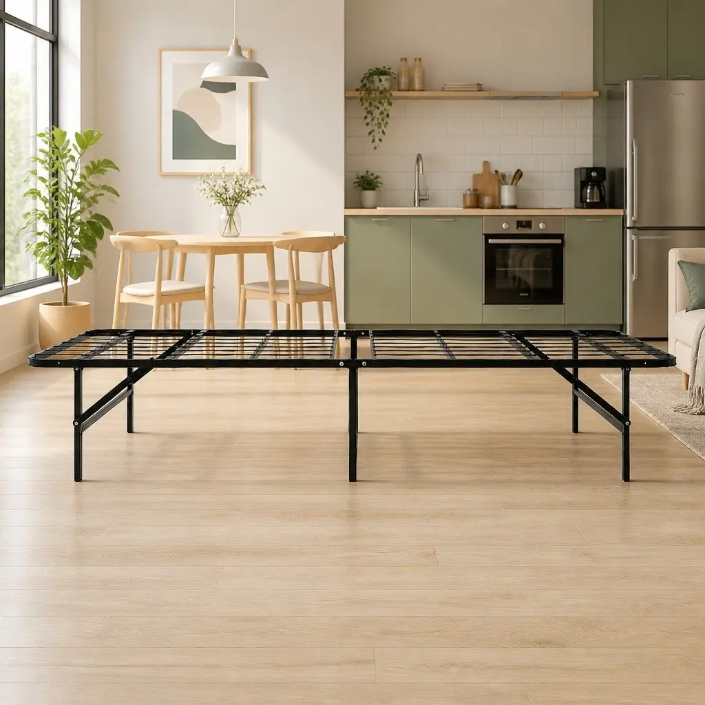 Black Single Folding Bed Frame with Storage