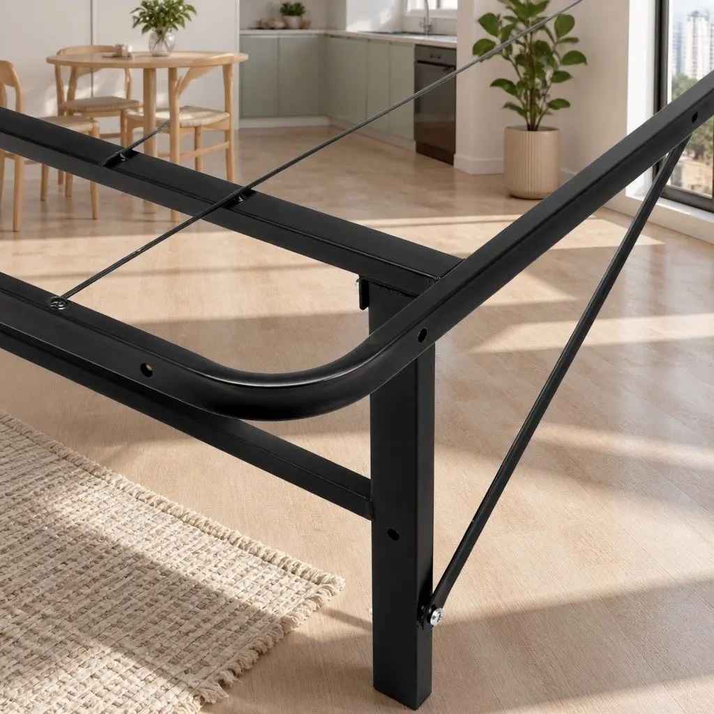 Black Single Folding Bed Frame with Storage