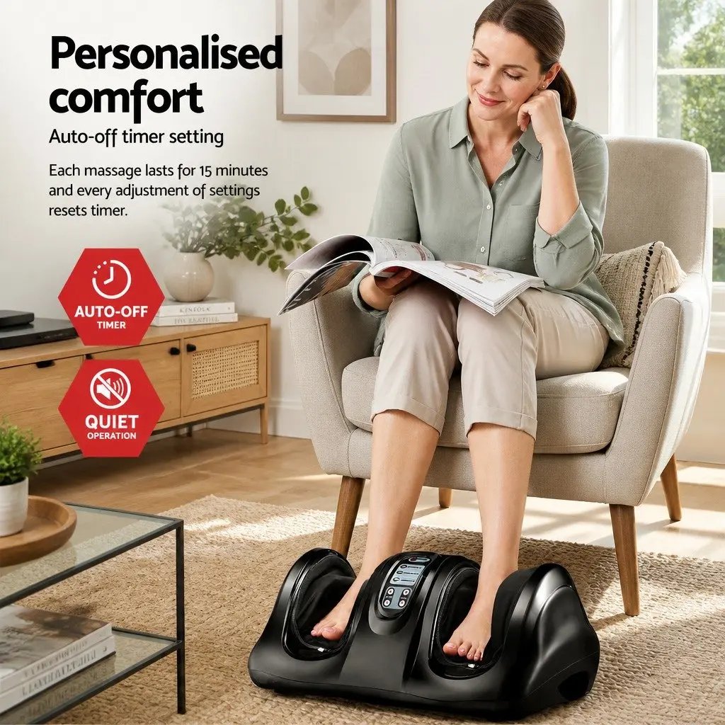 Electric Foot Massager Shiatsu Kneading Roller Black with Remote Control Adjustable Intensity for Home Use