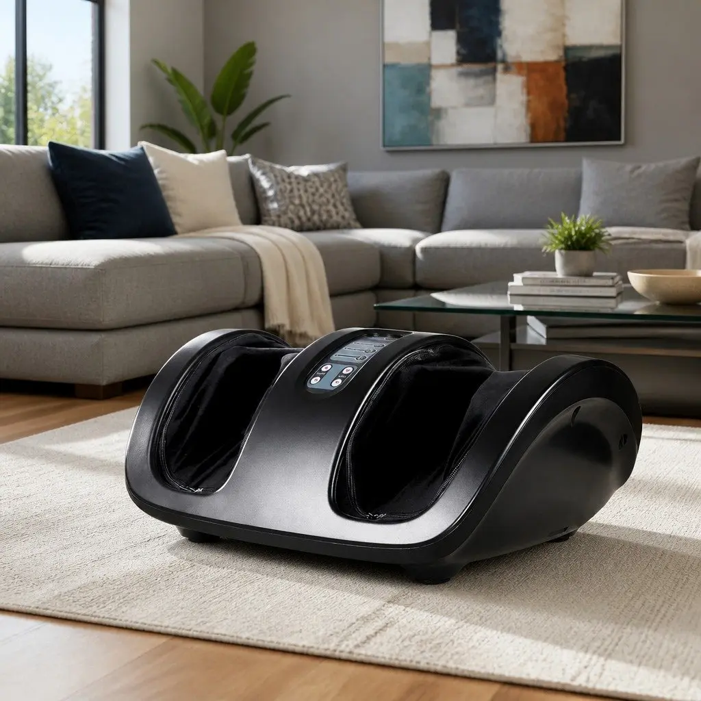 Shiatsu Foot Massager with Electric Roller in Black