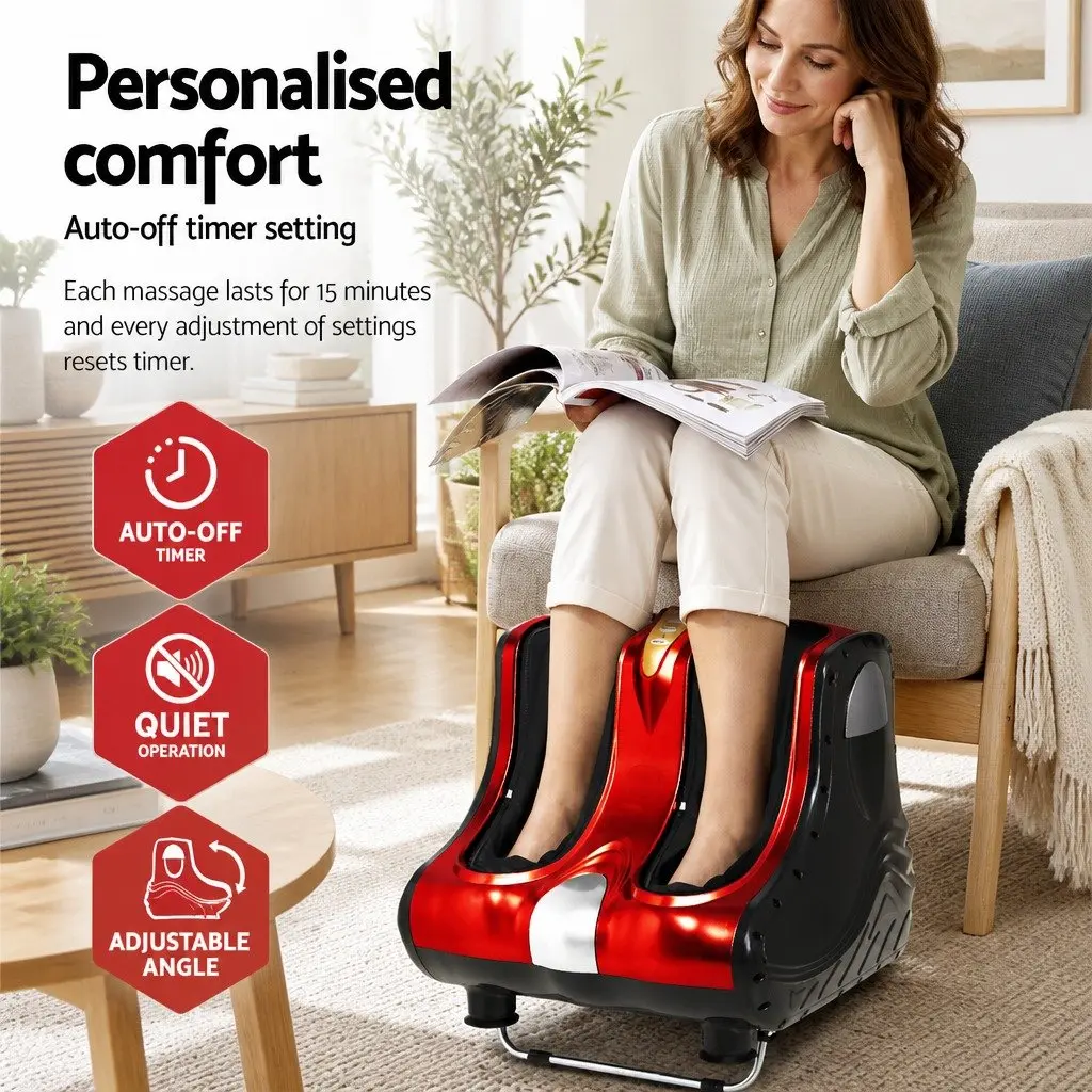 Foot Massager Electric Shiatsu Kneading Roller Ankle Calf Leg Massage Chair Red