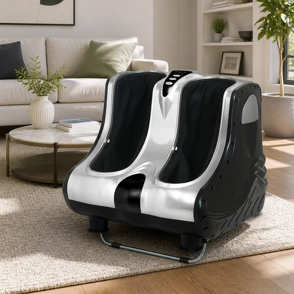 Foot Massager Electric Shiatsu Silver 47cm x 47cm x 44cm