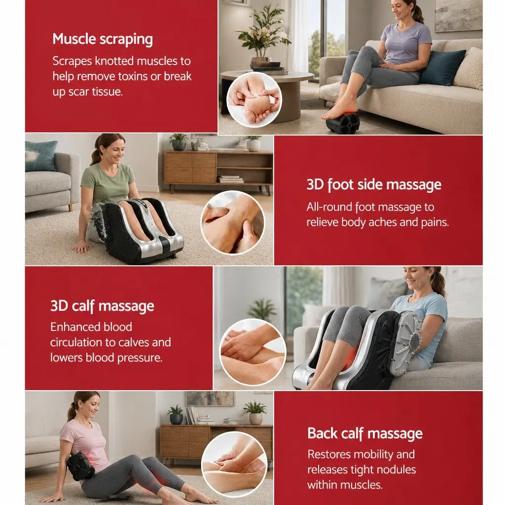 Foot Massager Electric Shiatsu Silver 47cm x 47cm x 44cm