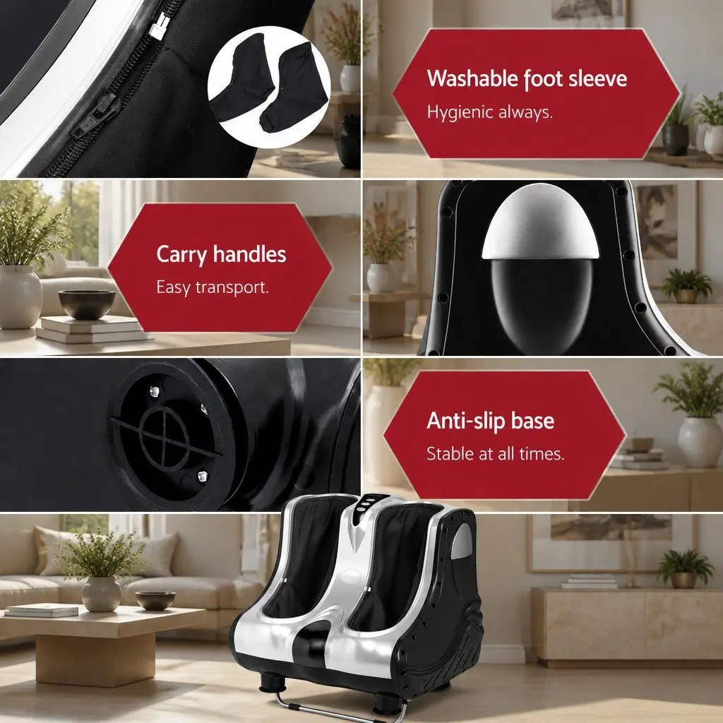 Foot Massager Electric Shiatsu Silver 47cm x 47cm x 44cm