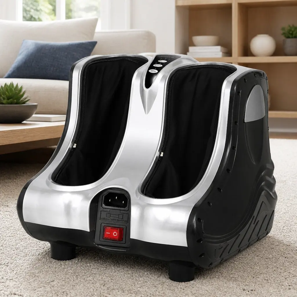 Foot Massager Electric Shiatsu Silver 47cm x 47cm x 44cm