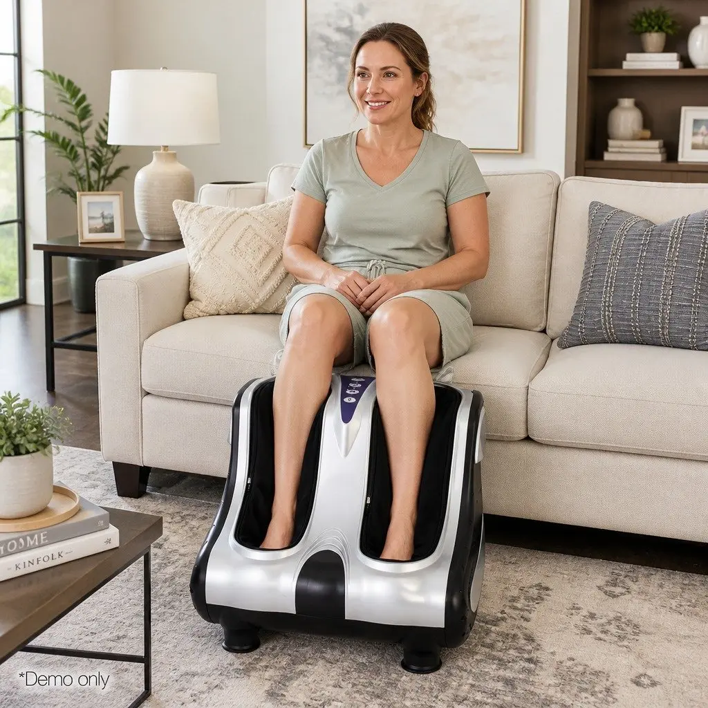 Foot Massager Electric Shiatsu Silver 47cm x 47cm x 44cm