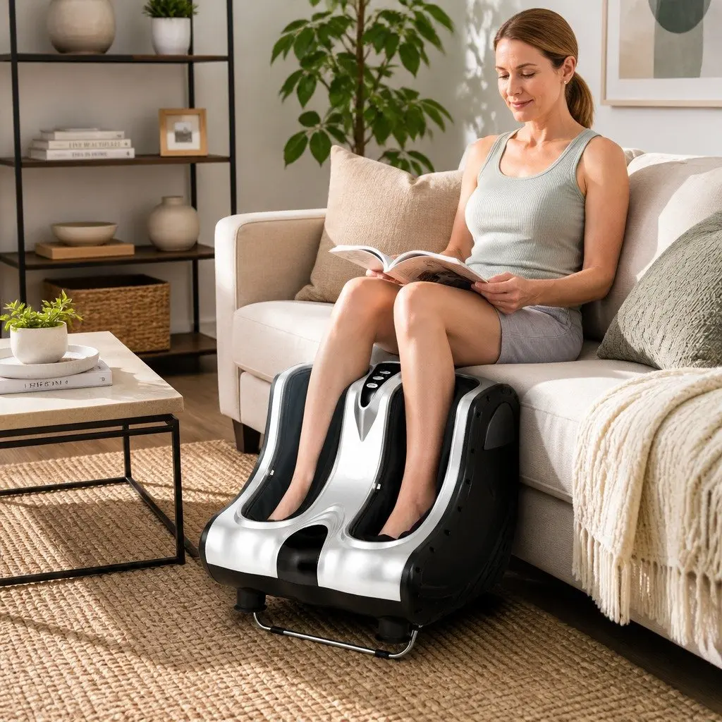 Foot Massager Electric Shiatsu Silver 47cm x 47cm x 44cm