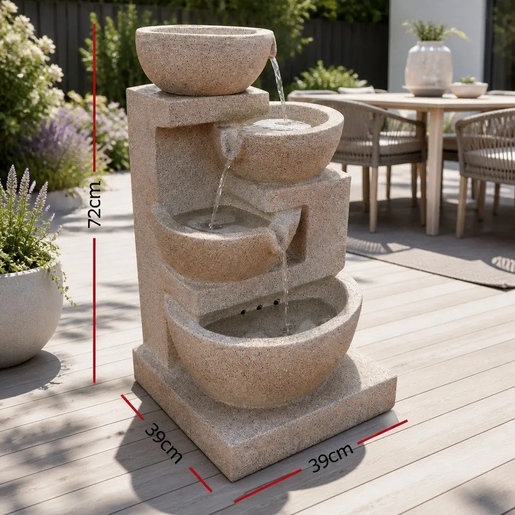 4-Tier Solar Water Fountain with LED Lights