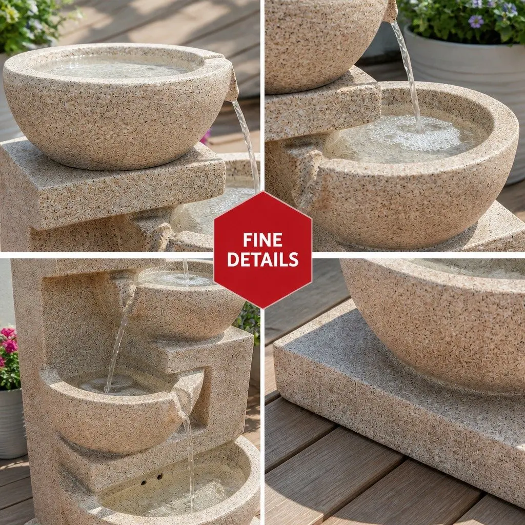 4-Tier Solar Water Fountain with LED Lights