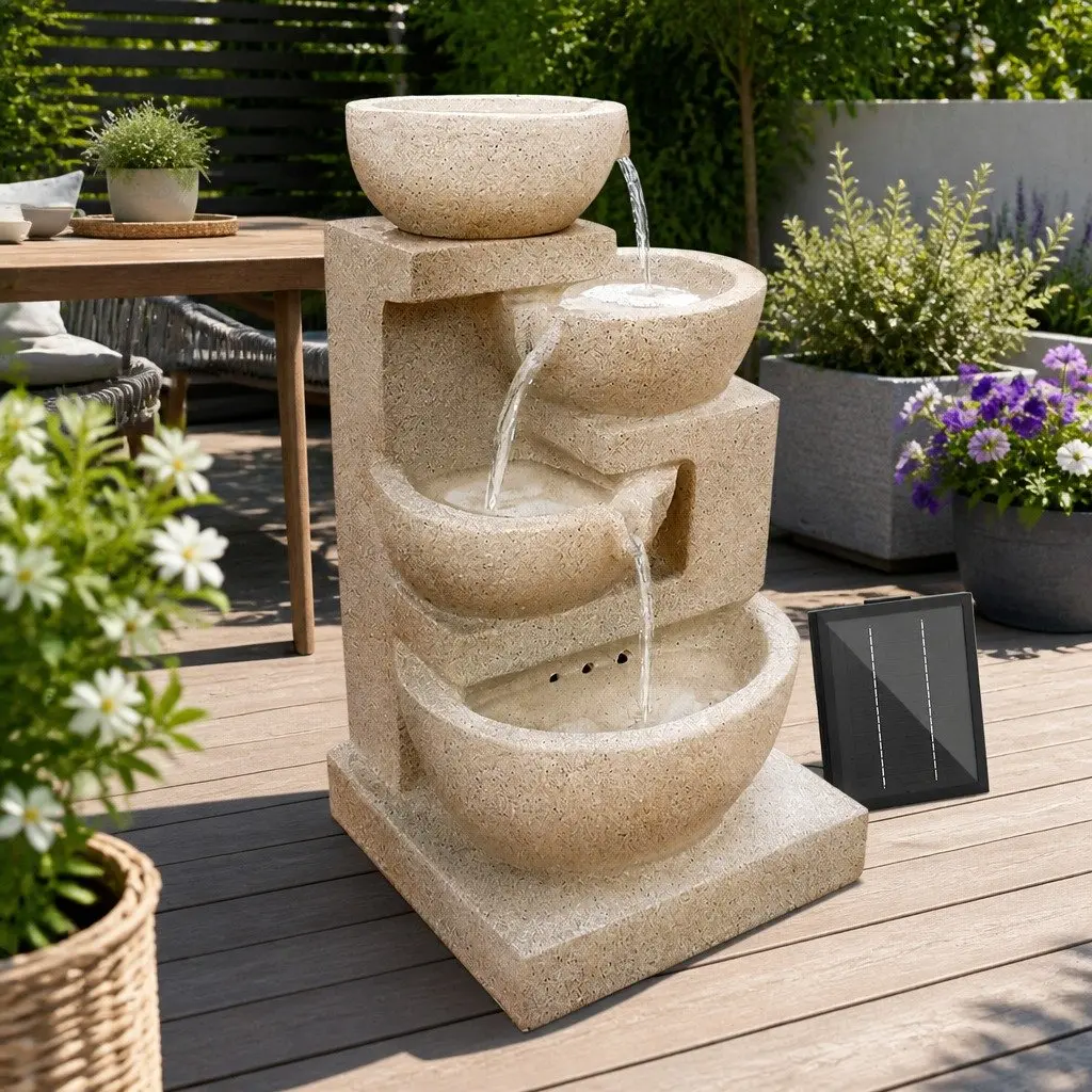 4-Tier Solar Water Fountain with LED Lights