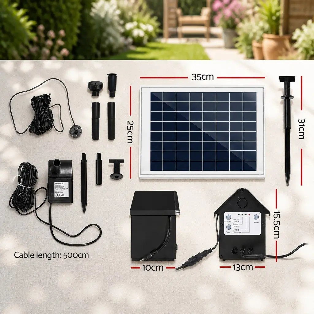 Solar Pond Pump with LED Lights and Battery Backup