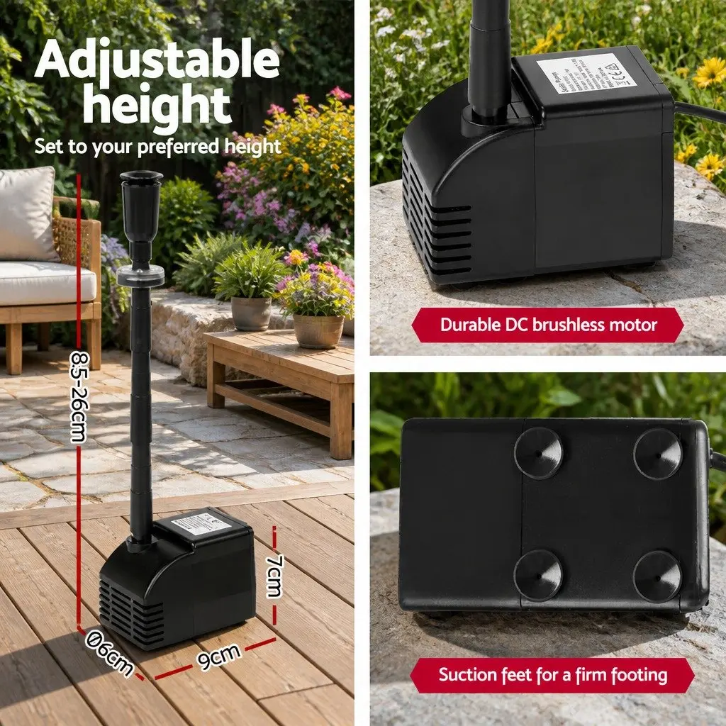Solar Pond Pump with LED Lights and Battery Backup