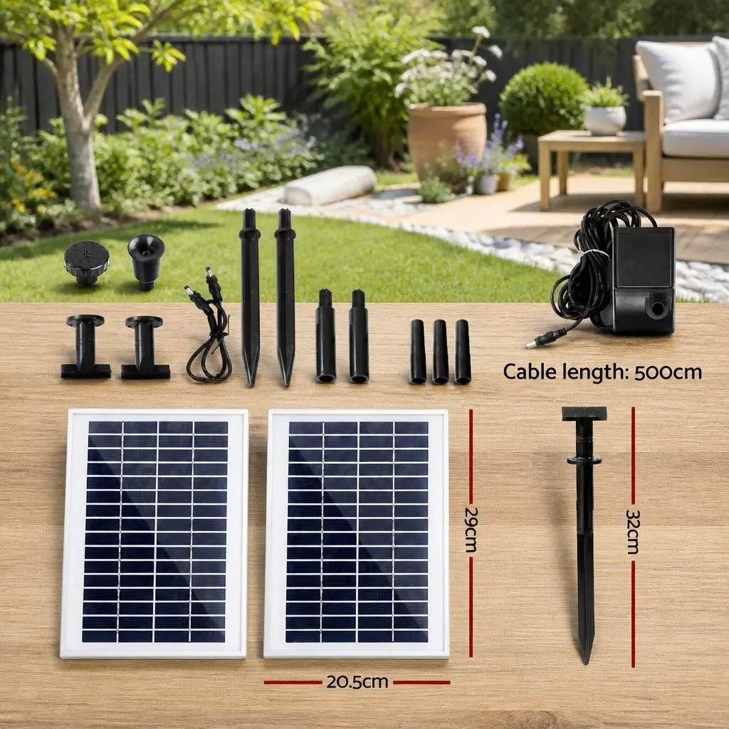 Solar Pond Pump Submersible Water Fountain Kit Polycrystalline 7.2FT Lift Black