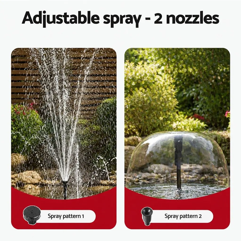 Solar Pond Pump Submersible Water Fountain Kit Polycrystalline Solar Panels 1600L/H Black