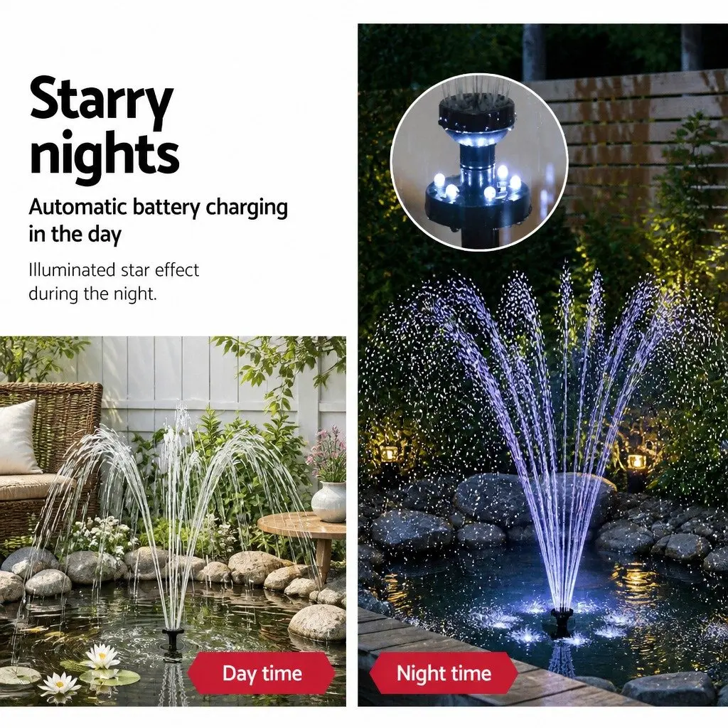 Solar Pond Pump with LED Lights Kit 4FT