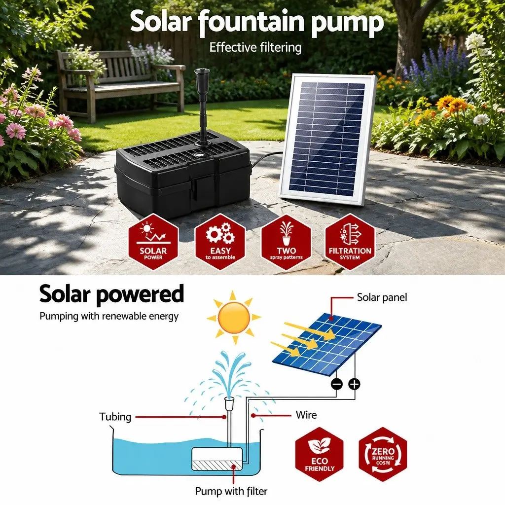 Solar Pond Pump with Filtration for Gardens