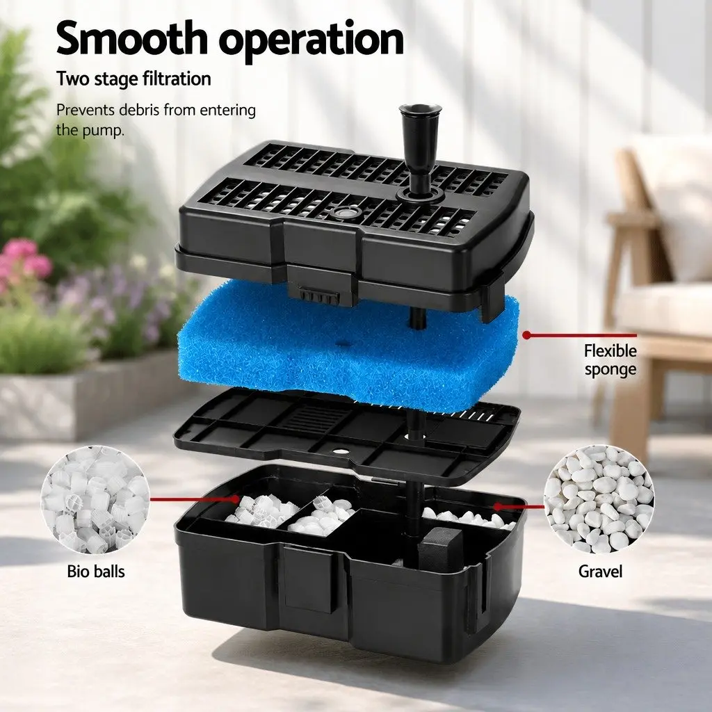 Solar Pond Pump Fountain with Filter Box 6.6FT