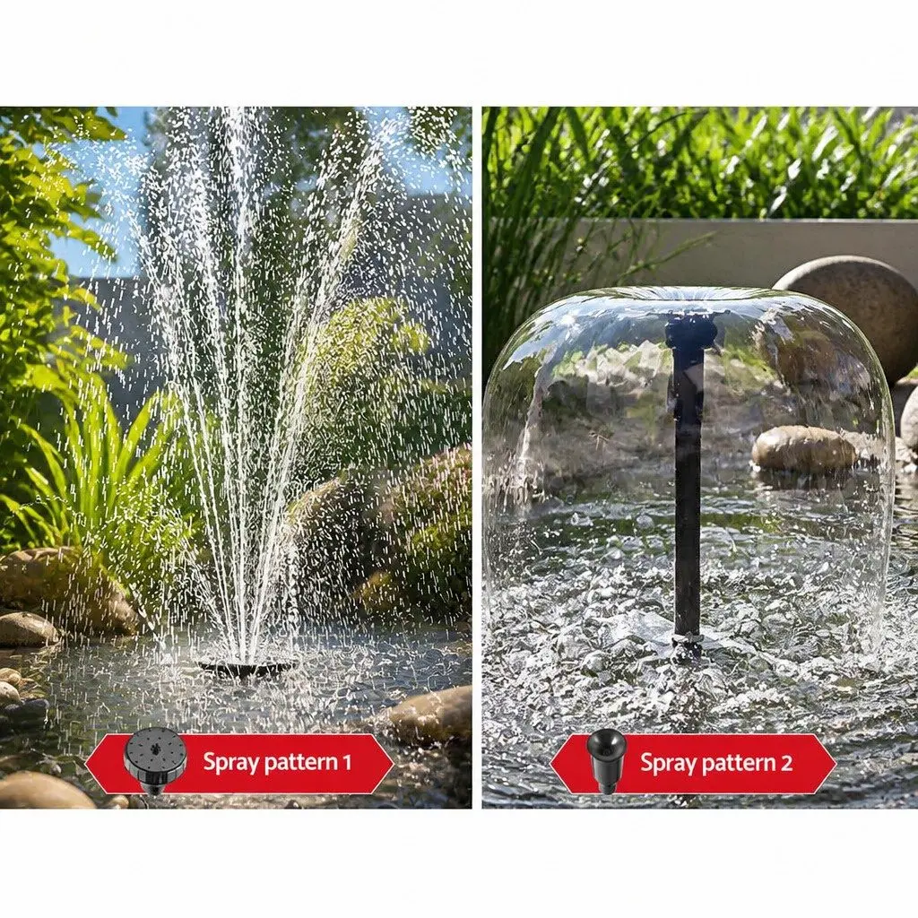 Solar Pond Pump Fountain Black Adjustable Height 9.8FT with LED Lights Battery Backup