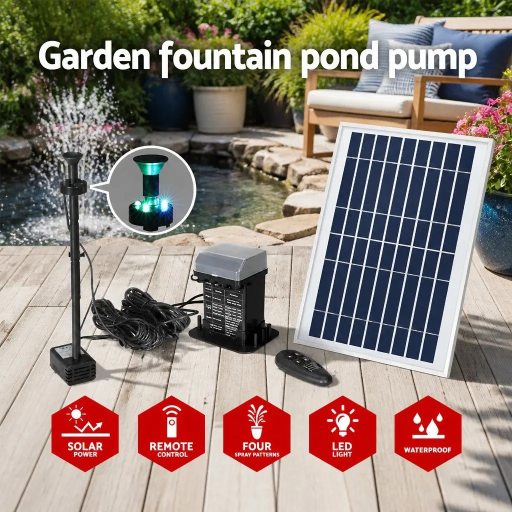 Solar Pond Pump Submersible Fountain Battery Kit Black