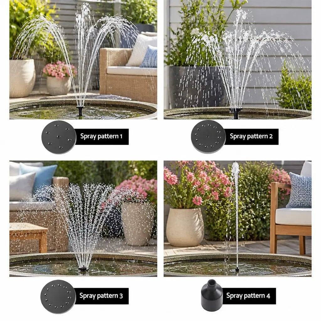 Solar Pond Pump Submersible Fountain Battery Kit Black