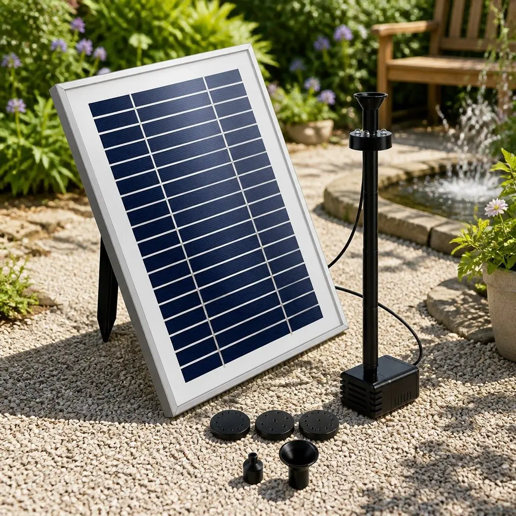 Solar Pond Pump with Battery Kit and LED Lights
