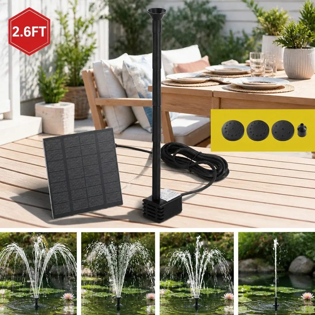 Submersible Solar Pond Pump Fountain Kit with 4 Nozzles
