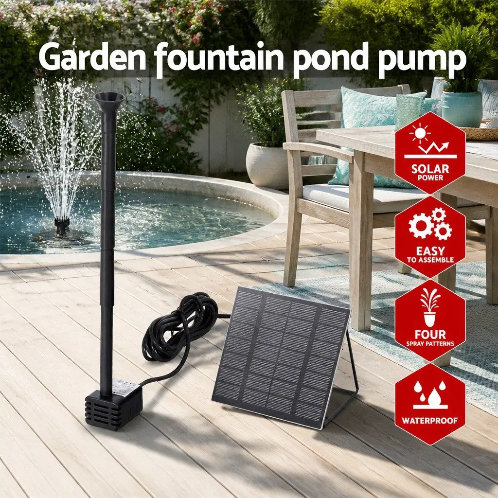 Submersible Solar Pond Pump Fountain Kit with 4 Nozzles
