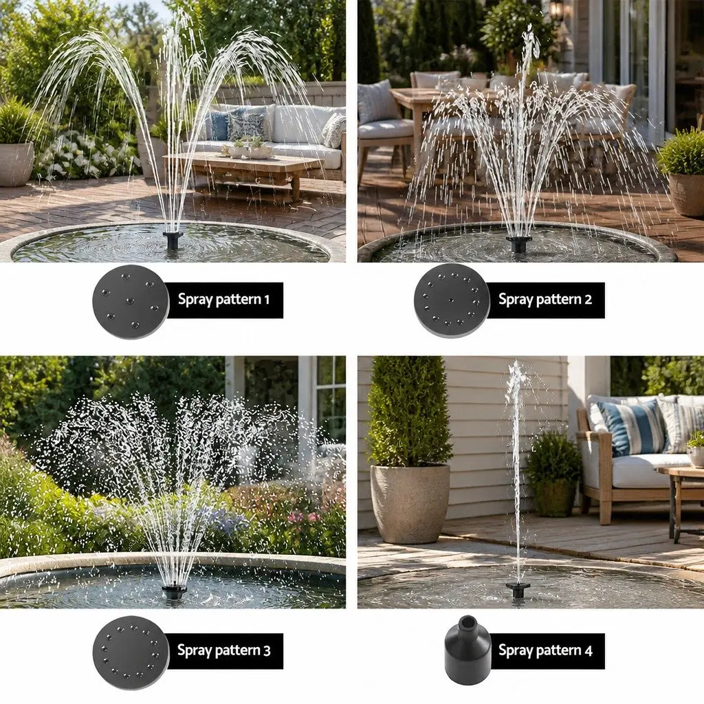 Submersible Solar Pond Pump Fountain Kit with 4 Nozzles