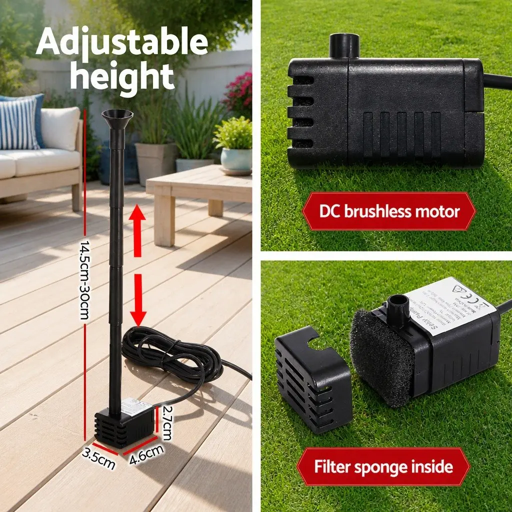Submersible Solar Pond Pump Fountain Kit with 4 Nozzles