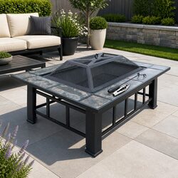 Sturdy 3-In-1 Fire Pit BBQ Grill Ice Bucket Table