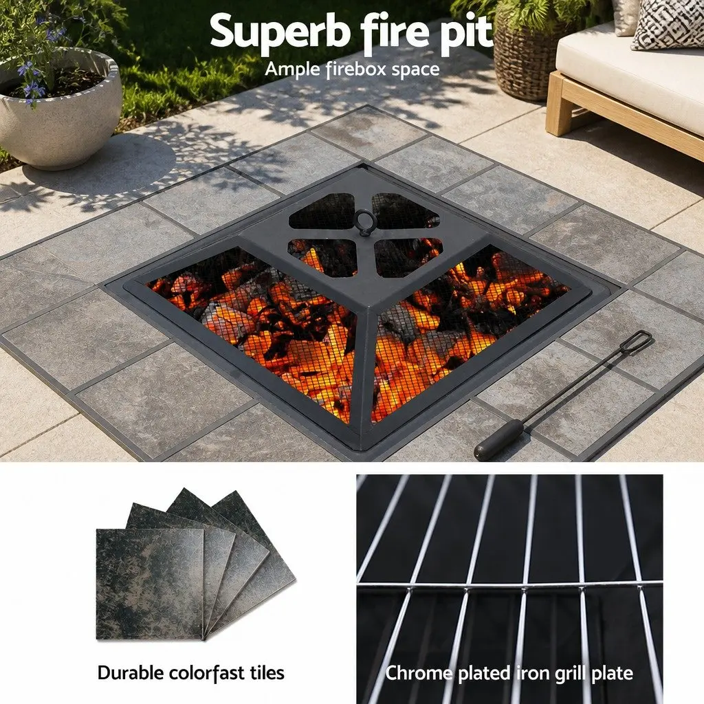 4-in-1 Outdoor Table with Fire Pit and Grill