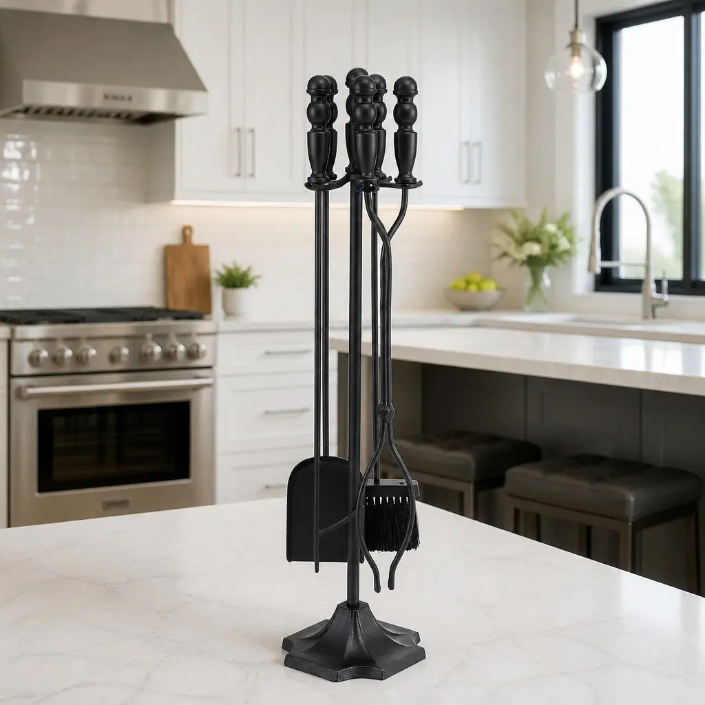 Cast Iron Fire Pit Tool Set with Stand