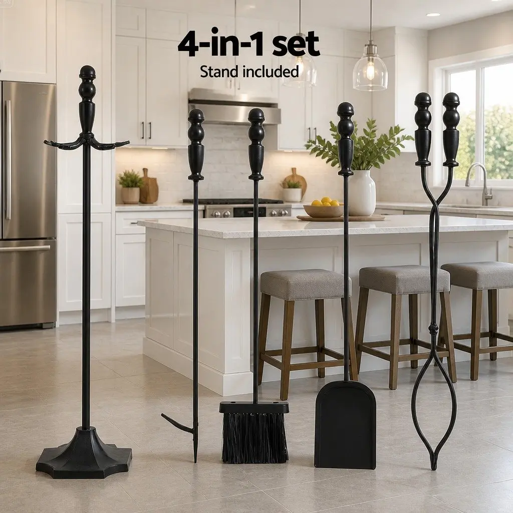 Cast Iron Fire Pit Tool Set with Stand