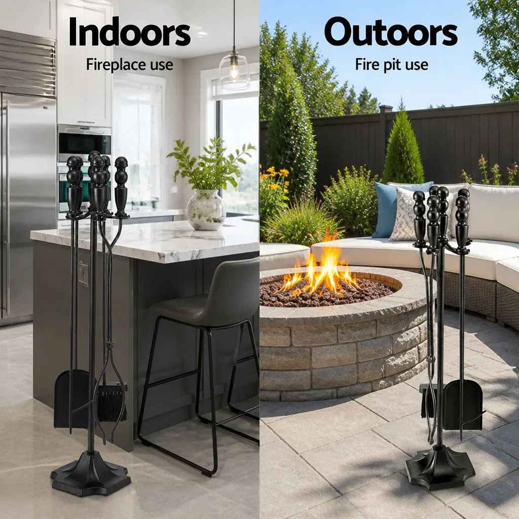 Cast Iron Fire Pit Tool Set with Stand