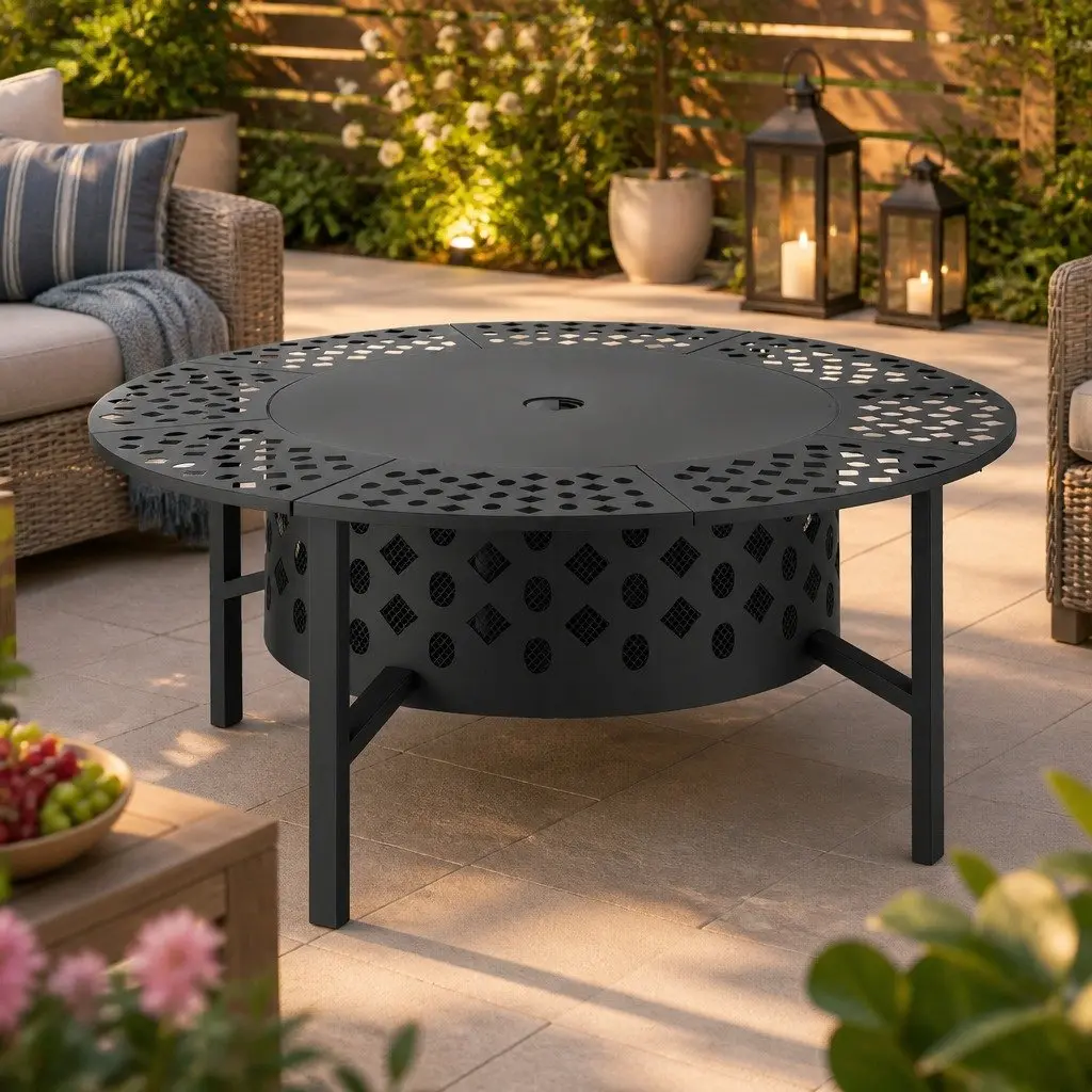 3-in-1 Outdoor Fire Pit BBQ Charcoal Smoker