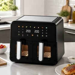 Dual Basket Air Fryer 12L Digital Touchscreen Oil Free Family Large Capacity