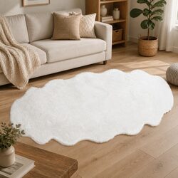 Premium Soft Faux Fur Area Rug 80x200cm in White