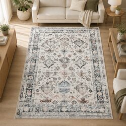Floor Rug 200x290cm Vintage Short Pile Washable Carpet Soft Plush Non Slip
