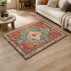 Durable Vintage Area Rug with Non-Slip Backing for Comfort