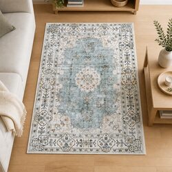 Vintage Area Rug 80x120cm with Short Pile and Non-Slip Backing