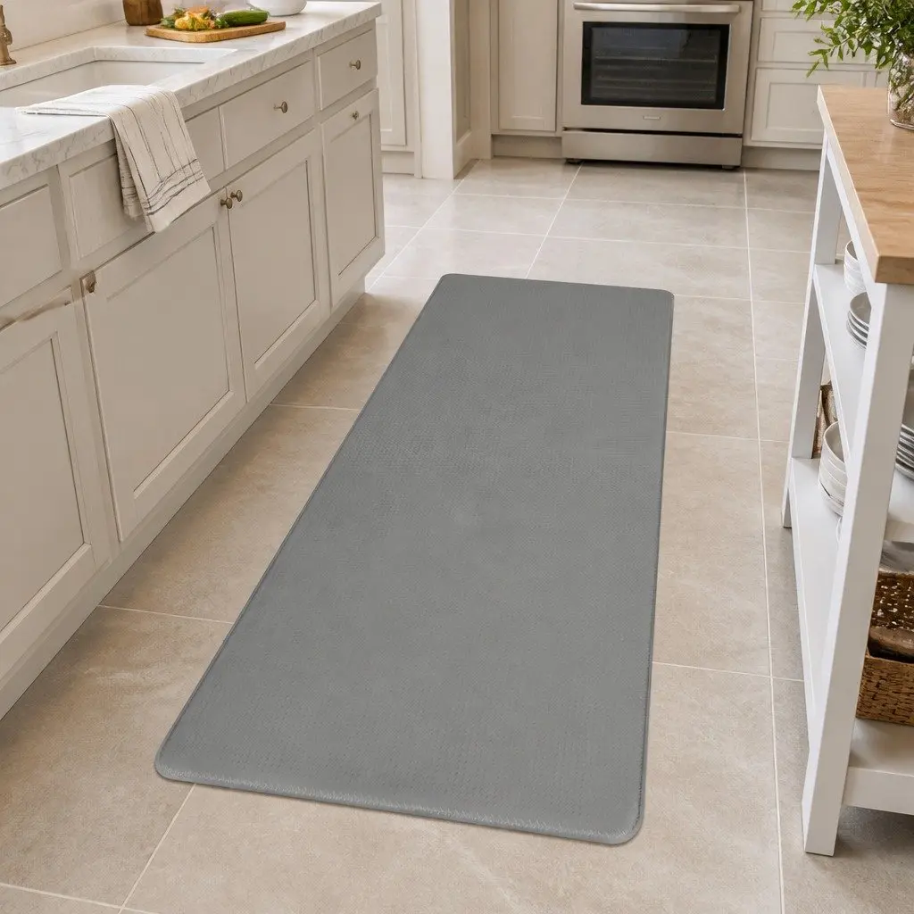 Kitchen Mat PU 10mm Grey Non Slip Anti Fatigue Soft Rug 2 Piece Set