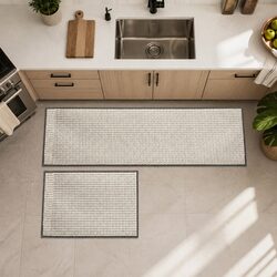 High-Quality Grey Kitchen Rug Set - 2PC Non-Slip Mats