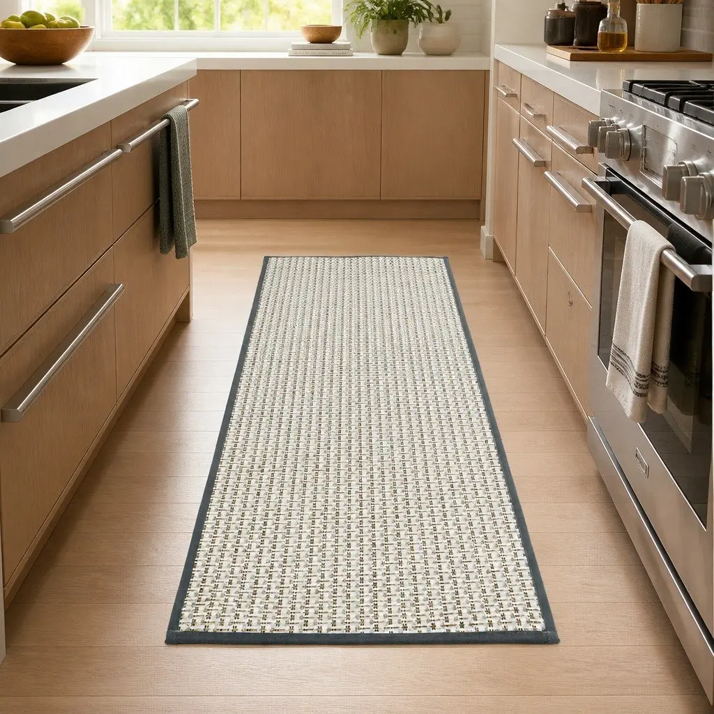 Kitchen Rug 2PCS Woven Non Slip Absorbent Mat Floor Protection Grey