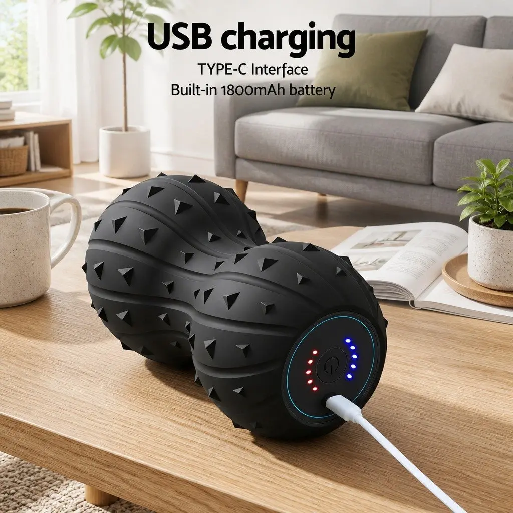 Electric Vibrating Peanut Massage Ball High-Power Motor 5 Levels Black