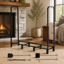 Heavy-Duty Firewood Rack with Tools - 120cm Storage Solution