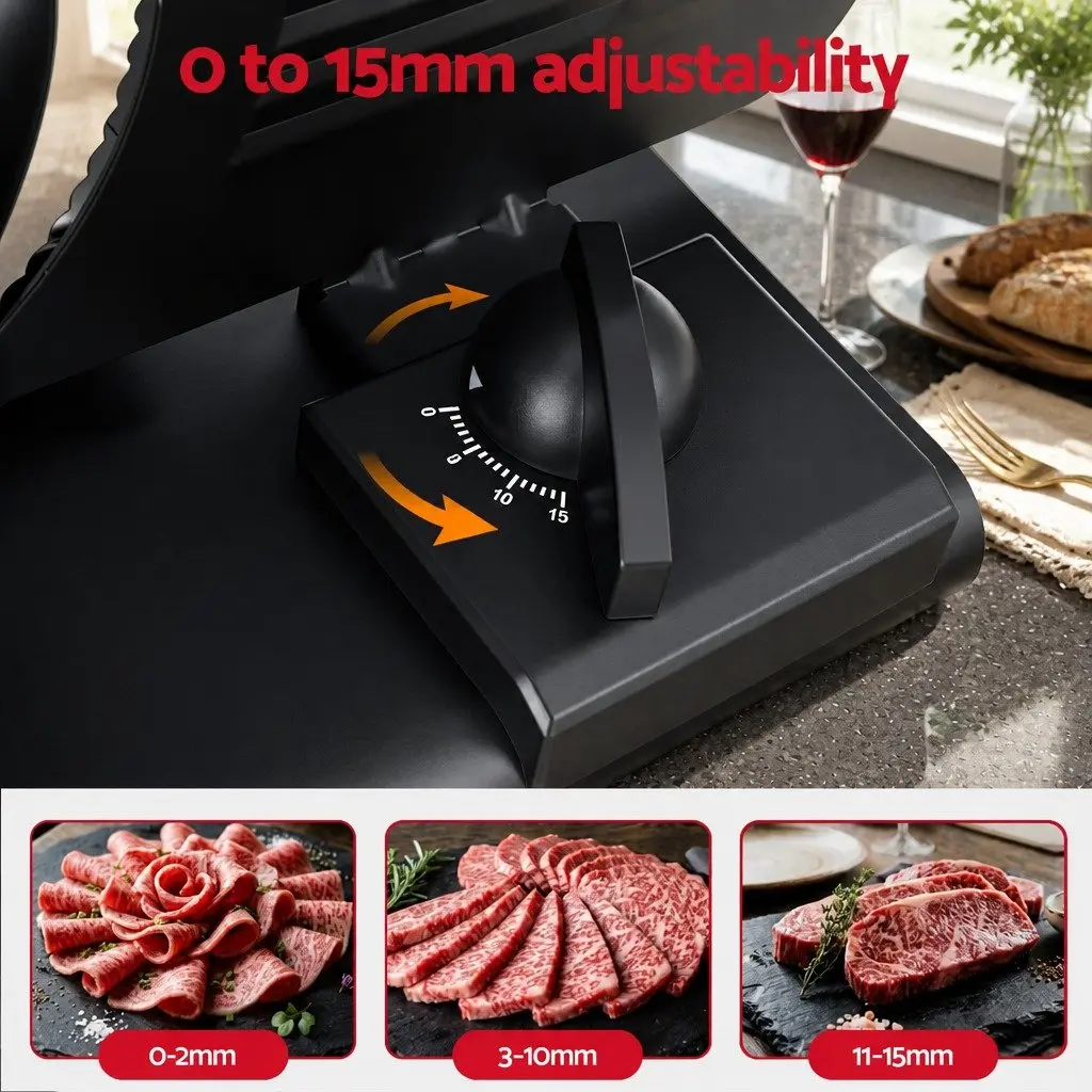 Food Slicer Stainless Steel 0-15mm Adjustable Black