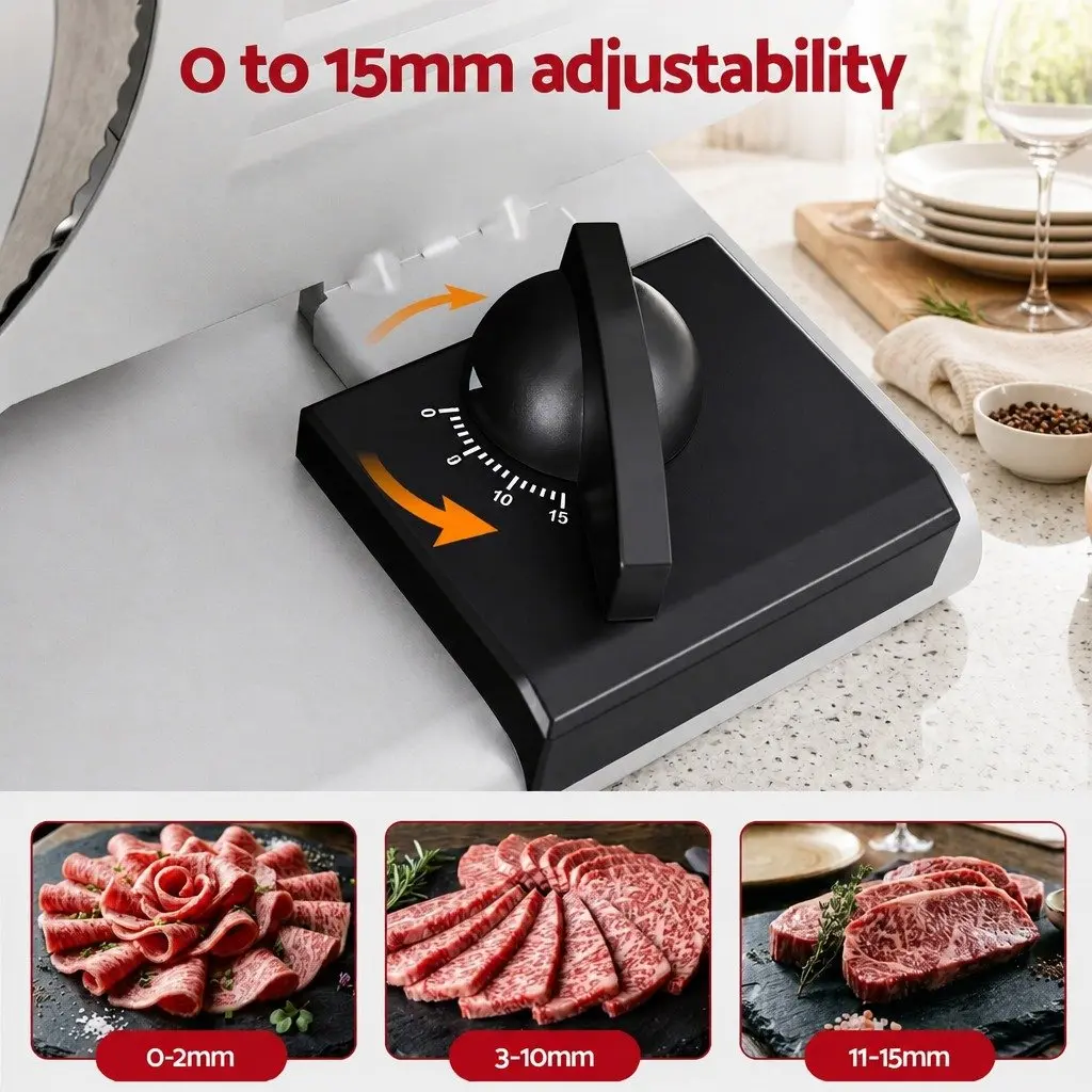 Food Slicer Stainless Steel 0-15mm Adjustable Silver