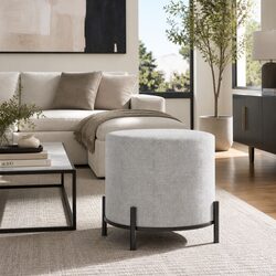 Square Ottoman Foot Stool in Grey or Black Linen
