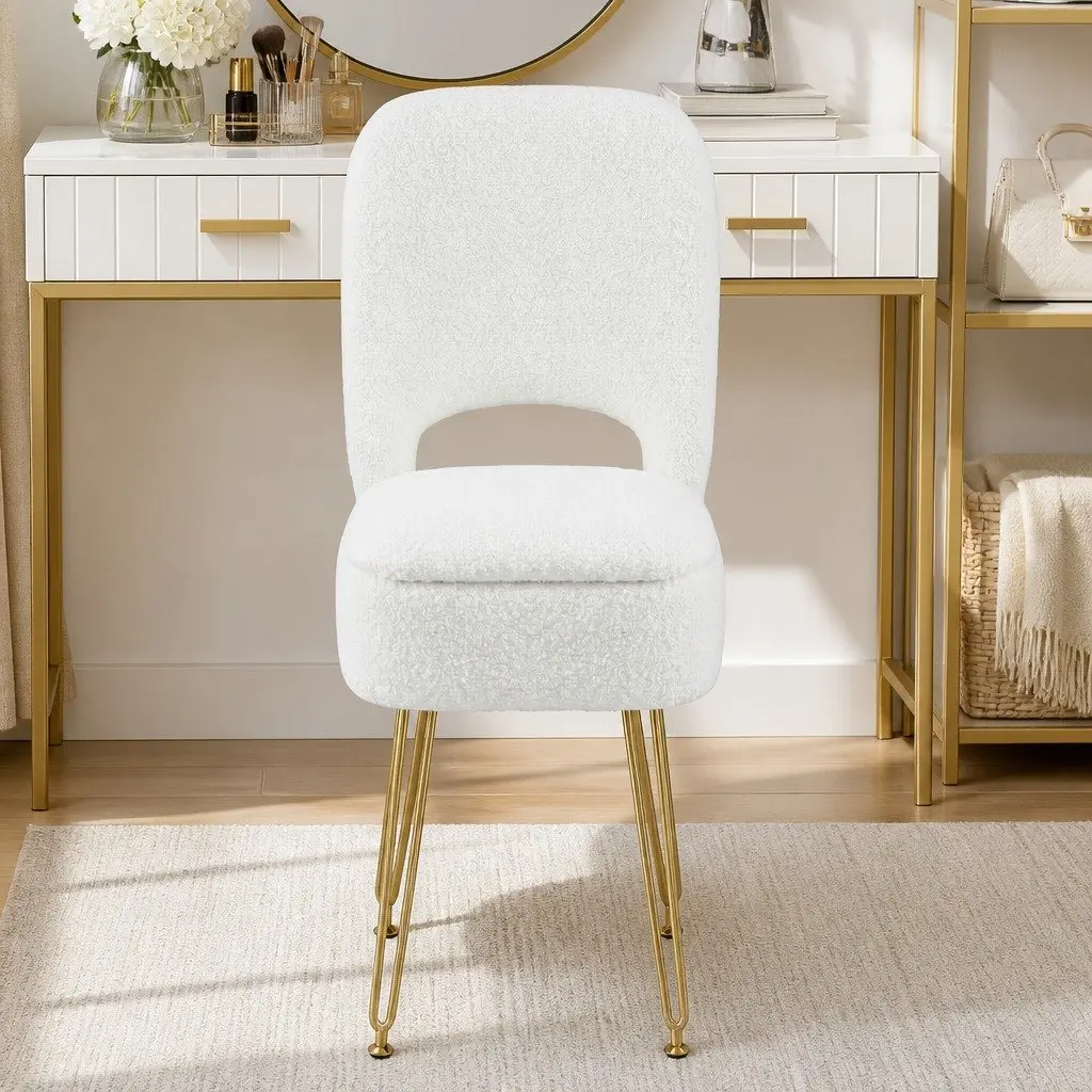 Storage Ottoman MDF Sherpa 33cm x 40cm x 80cm White