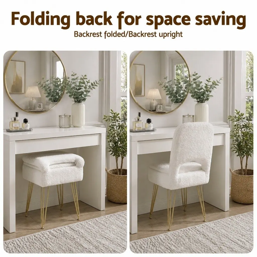 Storage Ottoman MDF Sherpa 33cm x 40cm x 80cm White
